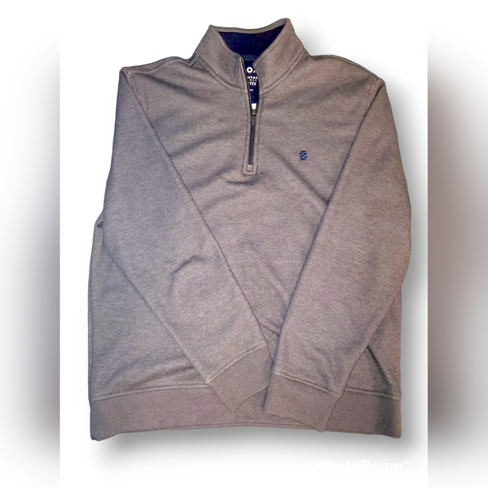 Izod Sweater Hoodie Mens Medium Gray
